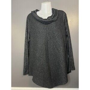 Iz Byer Sweater Tunic Womens Large Gray Cowl Neck Knit Pullover Long Sleeve